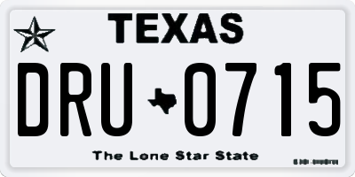 TX license plate DRU0715