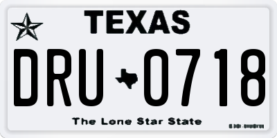 TX license plate DRU0718
