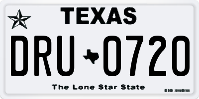 TX license plate DRU0720
