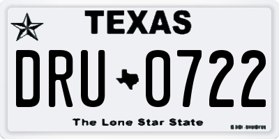TX license plate DRU0722