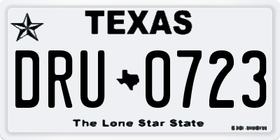 TX license plate DRU0723
