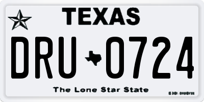 TX license plate DRU0724