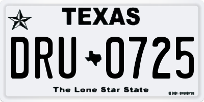 TX license plate DRU0725