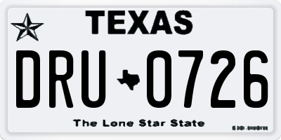 TX license plate DRU0726