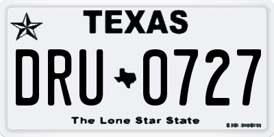 TX license plate DRU0727