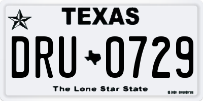 TX license plate DRU0729
