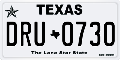 TX license plate DRU0730