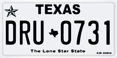TX license plate DRU0731