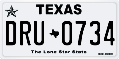 TX license plate DRU0734