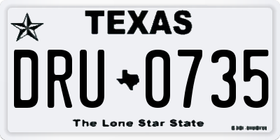 TX license plate DRU0735