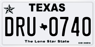 TX license plate DRU0740