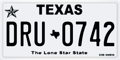 TX license plate DRU0742