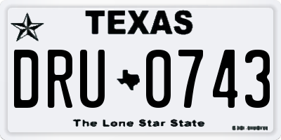 TX license plate DRU0743