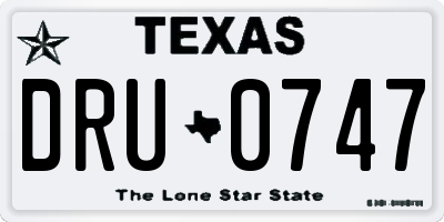 TX license plate DRU0747