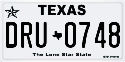TX license plate DRU0748