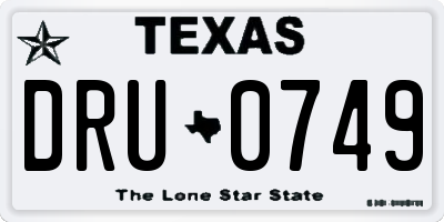TX license plate DRU0749