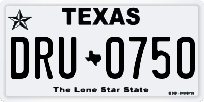 TX license plate DRU0750