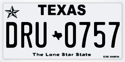 TX license plate DRU0757
