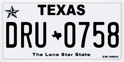 TX license plate DRU0758