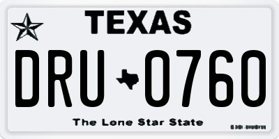TX license plate DRU0760
