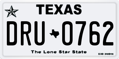 TX license plate DRU0762