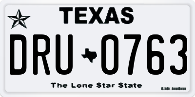 TX license plate DRU0763