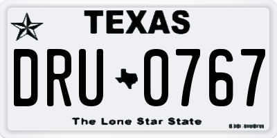 TX license plate DRU0767