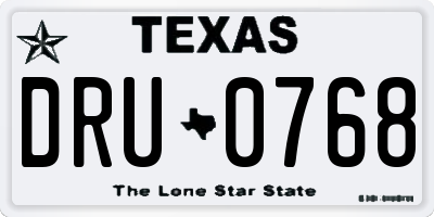 TX license plate DRU0768