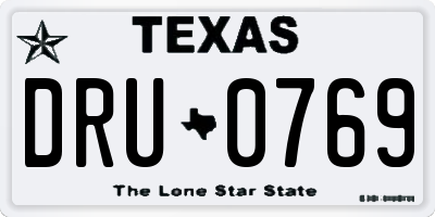 TX license plate DRU0769