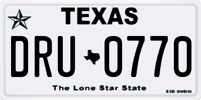 TX license plate DRU0770