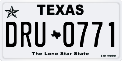 TX license plate DRU0771