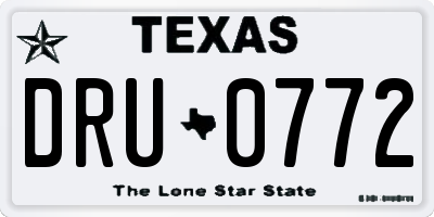 TX license plate DRU0772