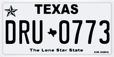 TX license plate DRU0773