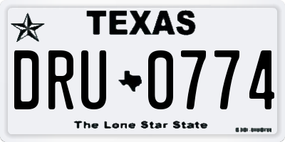 TX license plate DRU0774