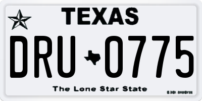 TX license plate DRU0775