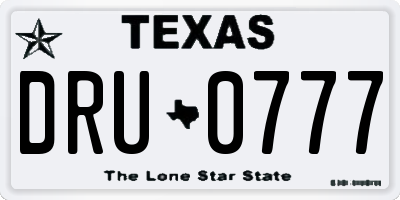 TX license plate DRU0777