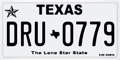 TX license plate DRU0779