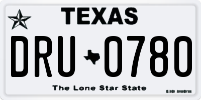 TX license plate DRU0780
