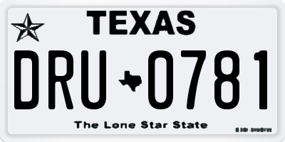 TX license plate DRU0781