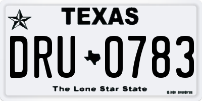 TX license plate DRU0783