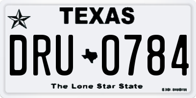 TX license plate DRU0784