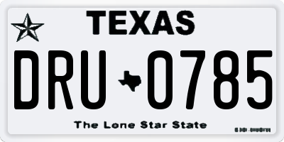 TX license plate DRU0785