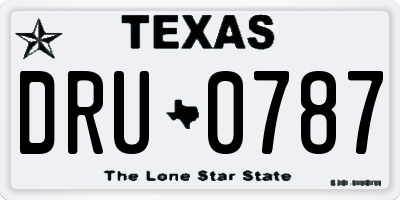 TX license plate DRU0787