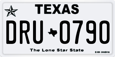 TX license plate DRU0790