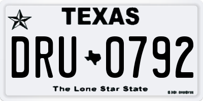 TX license plate DRU0792