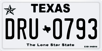 TX license plate DRU0793
