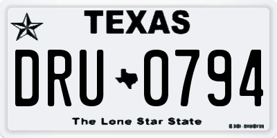 TX license plate DRU0794