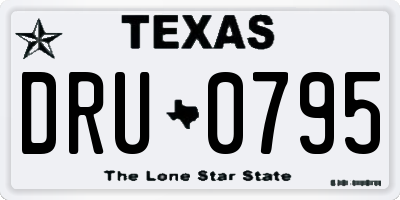 TX license plate DRU0795