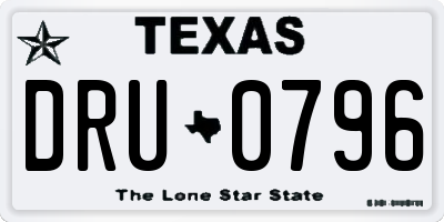TX license plate DRU0796