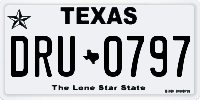 TX license plate DRU0797